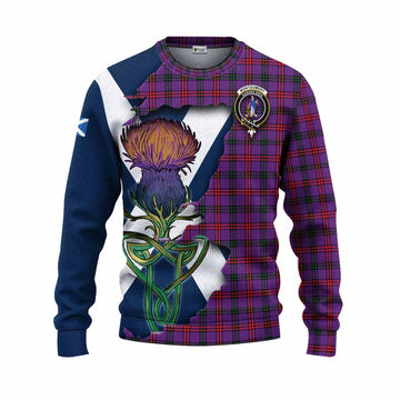 Tartan Vibes Clothing Montgomery Tartan Family Crest Knitted Sweater Scottish Thistle Celtic Inspired