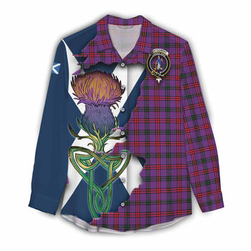 Tartan Vibes Clothing Montgomery Tartan Family Crest Women's Casual Shirt Scottish Thistle Celtic Inspired