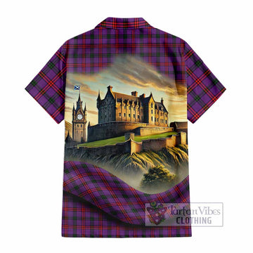 Tartan Vibes Clothing Montgomery Tartan Family Crest Short Sleeve Button Shirt with Scottish Ancient Castle Style