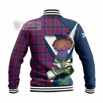 Tartan Vibes Clothing Montgomery Tartan Family Crest Baseball Jacket Scottish Thistle Celtic Inspired
