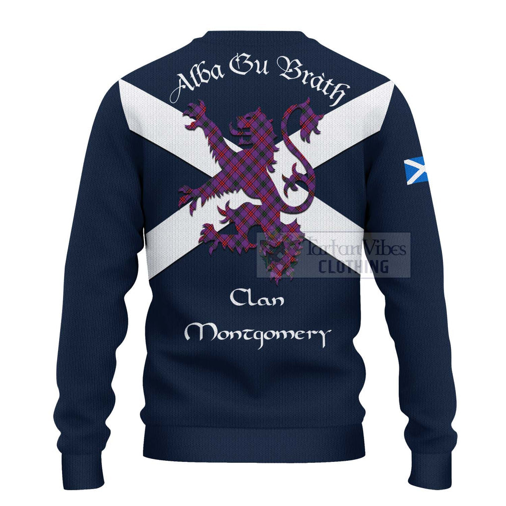 Tartan Vibes Clothing Montgomery Tartan Lion Rampant Knitted Sweater – Proudly Display Your Heritage with Alba Gu Brath and Clan Name
