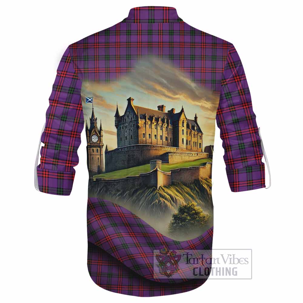 Tartan Vibes Clothing Montgomery Tartan Family Crest Ghillie Kilt Shirt with Scottish Ancient Castle Style