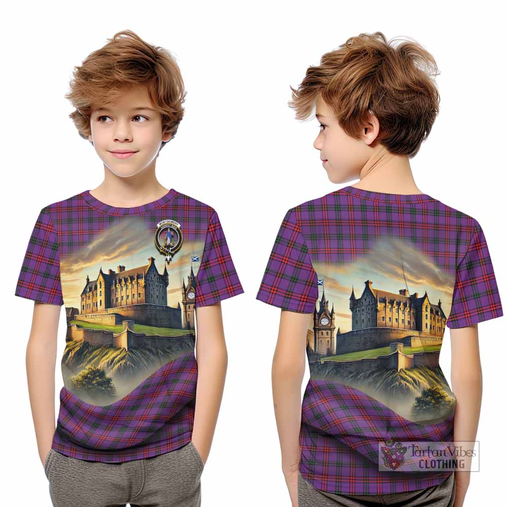 Tartan Vibes Clothing Montgomery Tartan Family Crest Kid T-Shirt with Scottish Ancient Castle Style