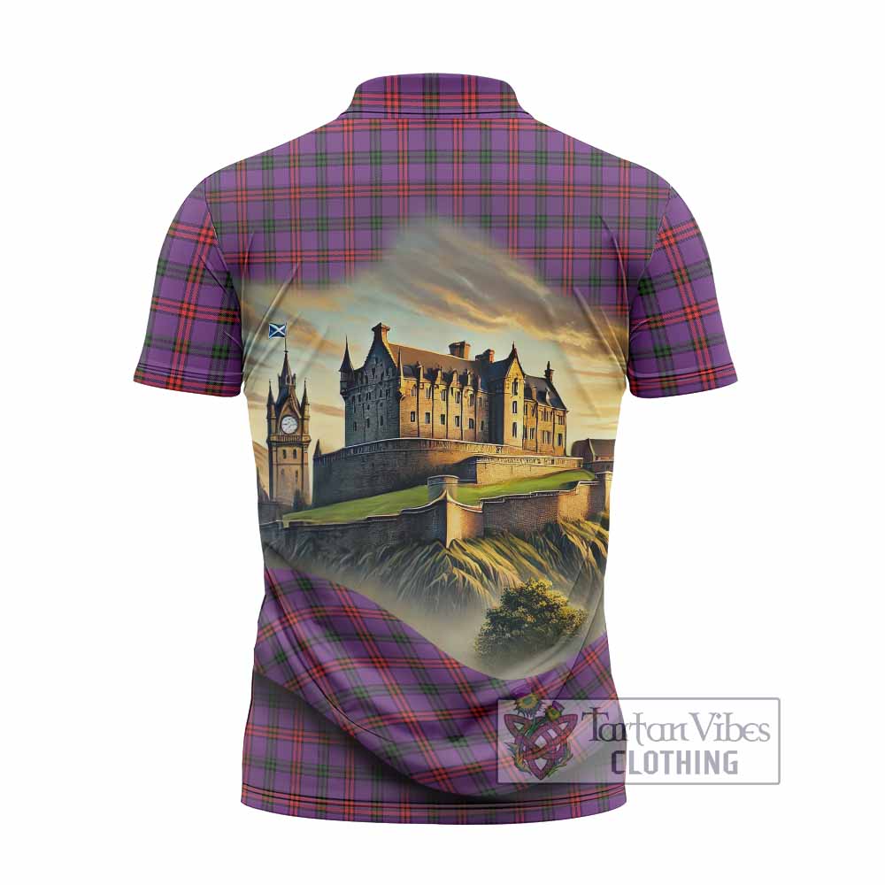 Tartan Vibes Clothing Montgomery Tartan Family Crest Zipper Polo Shirt with Scottish Ancient Castle Stype
