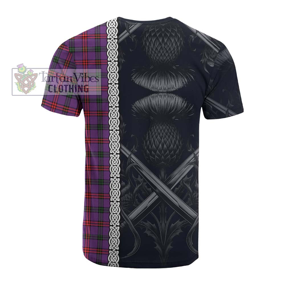 Tartan Vibes Clothing Montgomery Tartan Cotton T-shirt with Family Crest Cross Sword Thistle Celtic Vibes