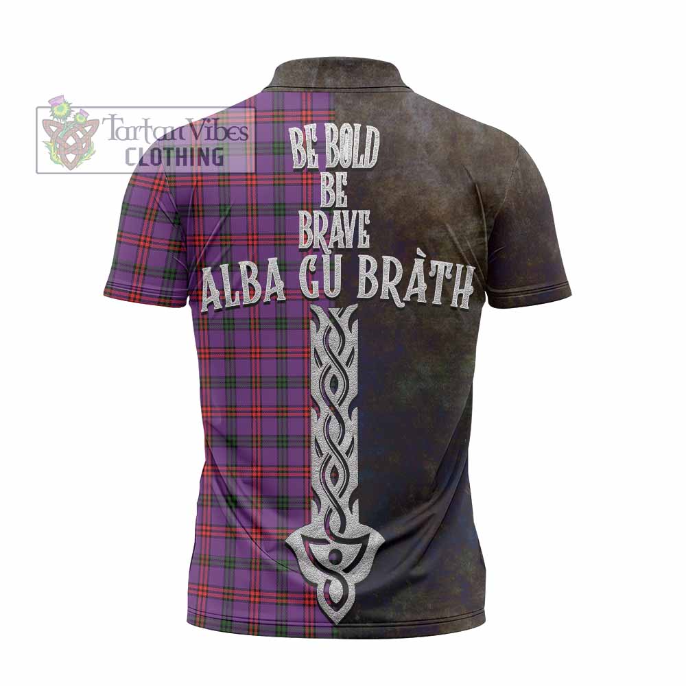 Tartan Vibes Clothing Montgomery Tartan Family Crest Zipper Polo Shirt Alba Gu Brath Be Brave Lion Ancient Style