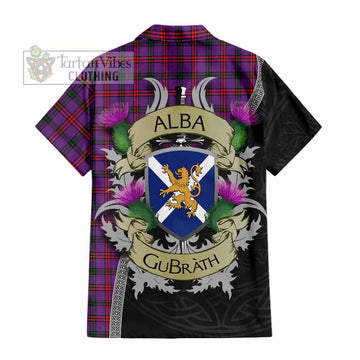 Tartan Vibes Clothing Montgomery Tartan Family Crest Short Sleeve Button Shirt Lion Rampant Royal Thistle Shield Celtic Inspired