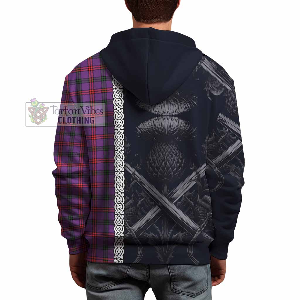 Tartan Vibes Clothing Montgomery Tartan Hoodie with Family Crest Cross Sword Thistle Celtic Vibes