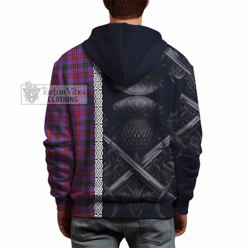 Tartan Vibes Clothing Montgomery Tartan Hoodie with Family Crest Cross Sword Thistle Celtic Vibes