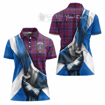 Tartan Vibes Clothing Montgomery Tartan Women's Polo Shirt with Family Crest Scotland Patriotic Style
