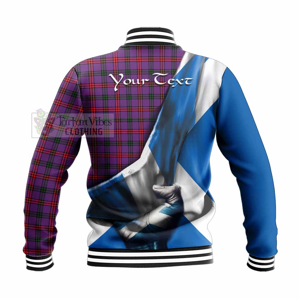 Tartan Vibes Clothing Montgomery Tartan Baseball Jacket with Family Crest Scotland Patriotic Style