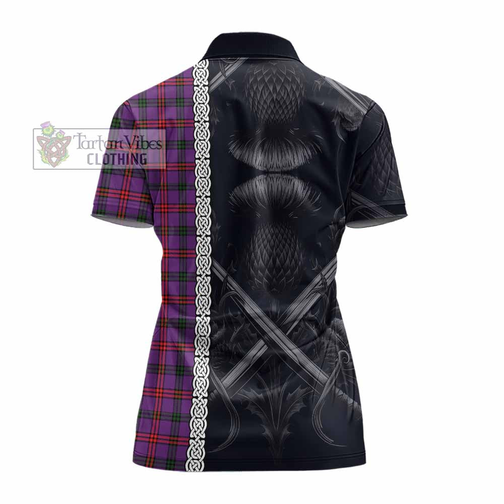 Tartan Vibes Clothing Montgomery Tartan Women's Polo Shirt with Family Crest Cross Sword Thistle Celtic Vibes
