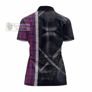 Tartan Vibes Clothing Montgomery Tartan Women's Polo Shirt with Family Crest Cross Sword Thistle Celtic Vibes
