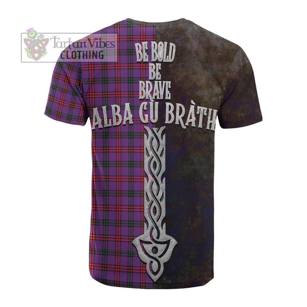 Tartan Vibes Clothing Montgomery Tartan Family Crest Cotton T-shirt Alba Gu Brath Be Brave Lion Ancient Style