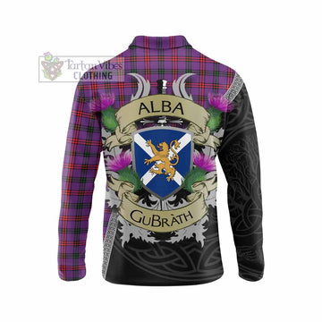 Montgomery Tartan Family Crest Long Sleeve Polo Shirt Lion Rampant Royal Thistle Shield Celtic Inspired