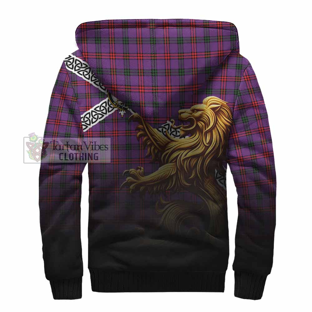 Tartan Vibes Clothing Montgomery Crest Tartan Sherpa Hoodie with Golden Lion Emblem Celtic Style