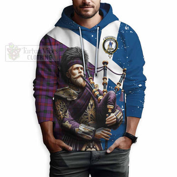 Tartan Vibes Clothing Montgomery Tartan Hoodie with Family Crest Scottish Bagpiper Vibes