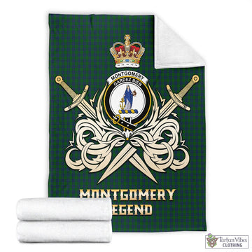 Montgomery Tartan Blanket with Clan Crest and the Golden Sword of Courageous Legacy