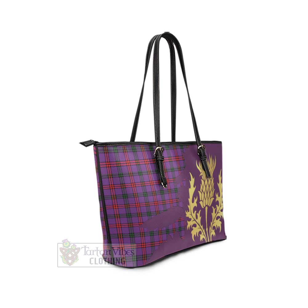 Tartan Vibes Clothing Montgomery Tartan Leather Tote Bag Gold Thistle Style