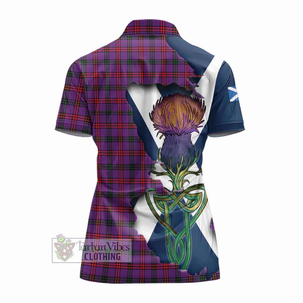 Tartan Vibes Clothing Montgomery Tartan Family Crest Women's Polo Shirt Scottish Thistle Celtic Inspired