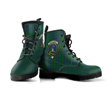Montgomery Tartan Leather Boots with Family Crest