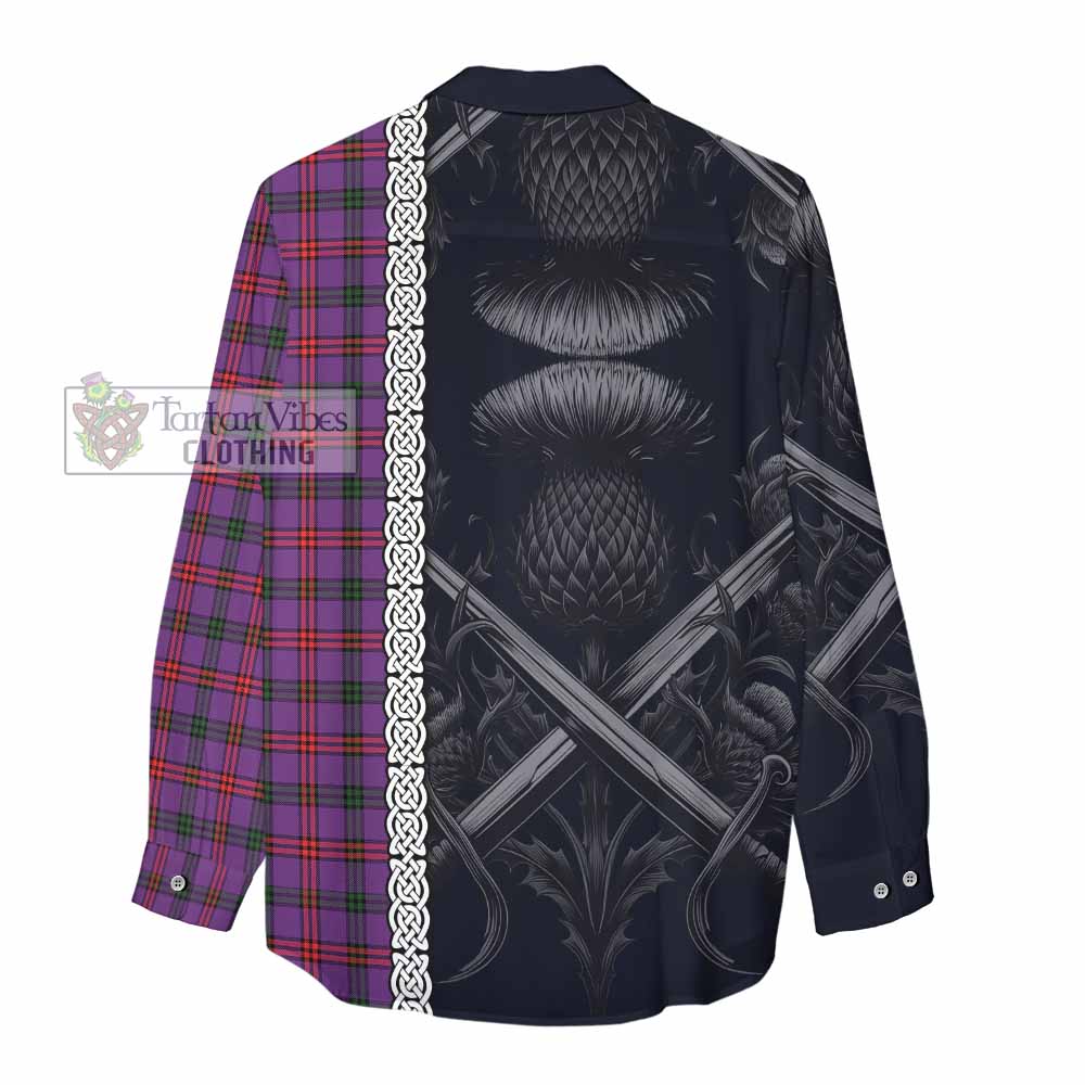 Tartan Vibes Clothing Montgomery Tartan Women's Casual Shirt with Family Crest Cross Sword Thistle Celtic Vibes