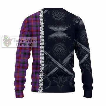 Tartan Vibes Clothing Montgomery Tartan Knitted Sweater with Family Crest Cross Sword Thistle Celtic Vibes