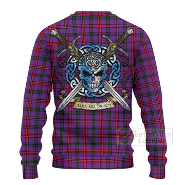 Tartan Vibes Clothing Montgomery Tartan Knitted Sweater with Family Crest Celtic Skull Style