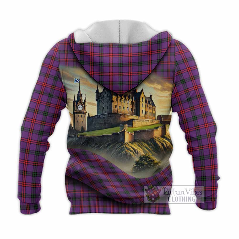Tartan Vibes Clothing Montgomery Tartan Family Crest Knitted Hoodie with Scottish Ancient Castle Style