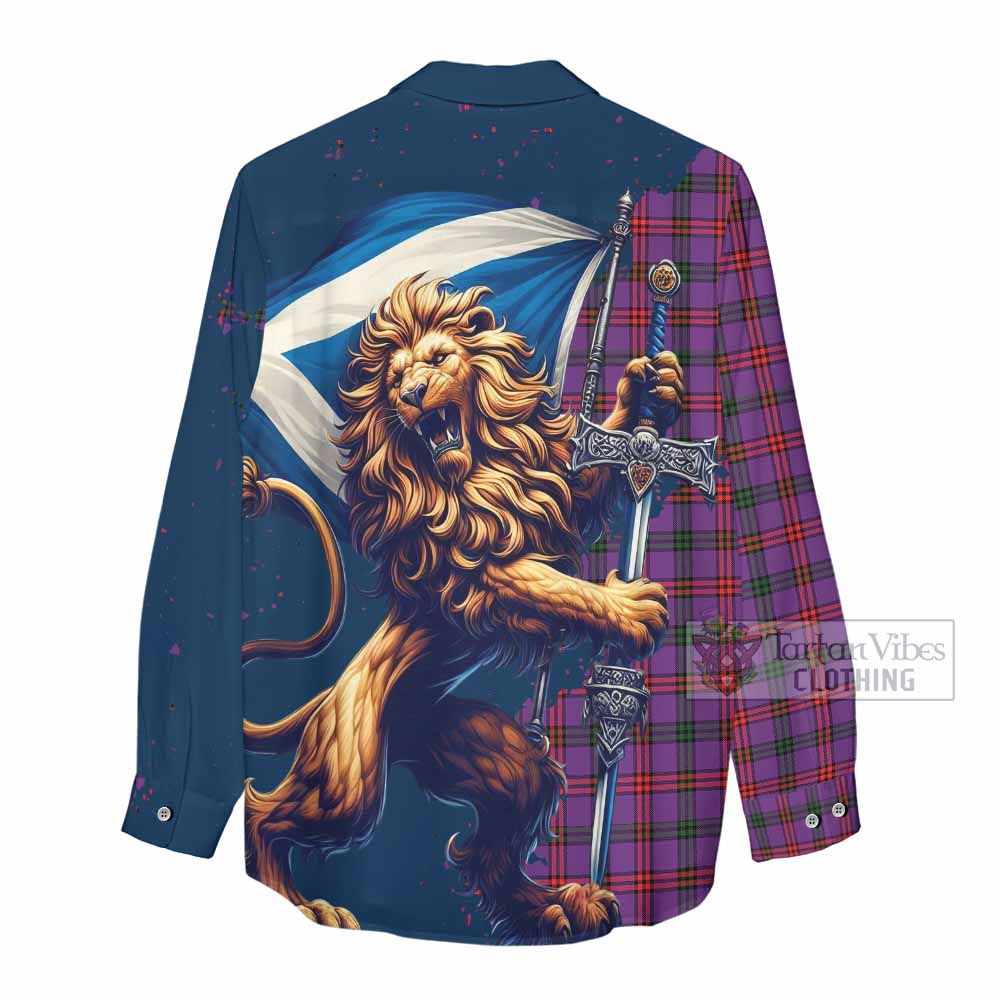 Tartan Vibes Clothing Montgomery Tartan Family Crest Women's Casual Shirt with Scottish Majestic Lion
