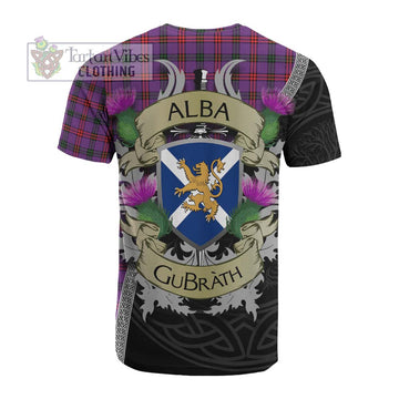 Montgomery Tartan Family Crest Cotton T-shirt Lion Rampant Royal Thistle Shield Celtic Inspired