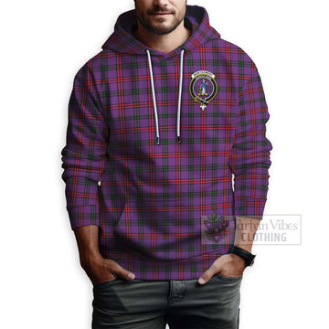 Tartan Vibes Clothing Montgomery Tartan Hoodie with Family Crest and Bearded Skull Holding Bottles of Whiskey