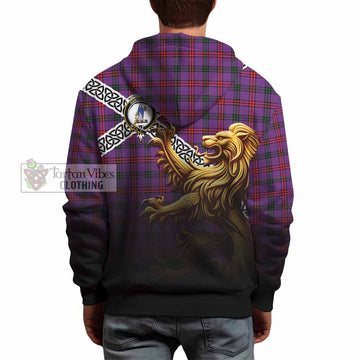 Montgomery Crest Tartan Hoodie with Golden Lion Emblem Celtic Style