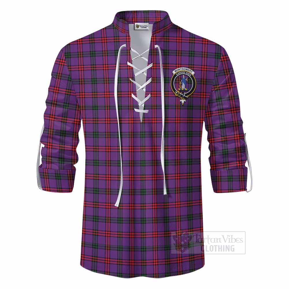 Tartan Vibes Clothing Montgomery Tartan Ghillie Kilt Shirt with Family Crest DNA In Me Style