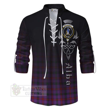 Tartan Vibes Clothing Montgomery Tartan Ghillie Kilt Shirt Featuring Alba Gu Brath Family Crest Celtic Inspired
