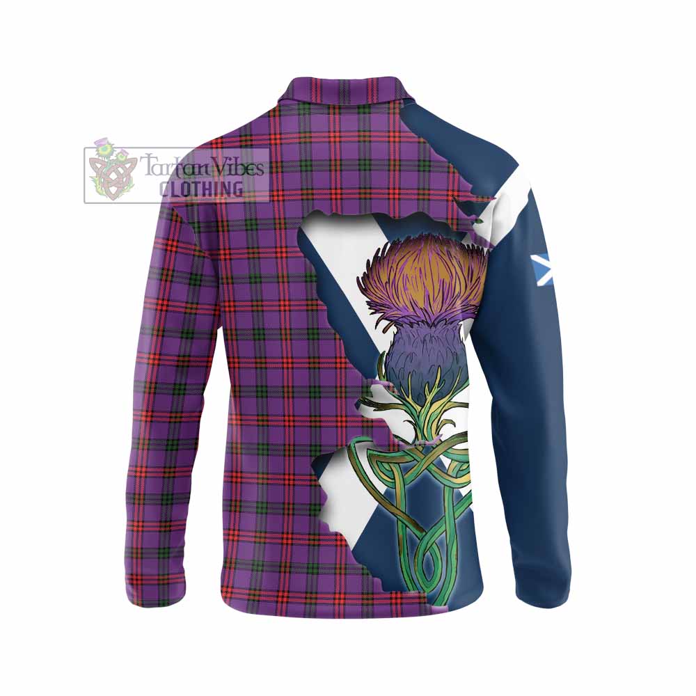 Tartan Vibes Clothing Montgomery Tartan Family Crest Long Sleeve Polo Shirt Scottish Thistle Celtic Inspired