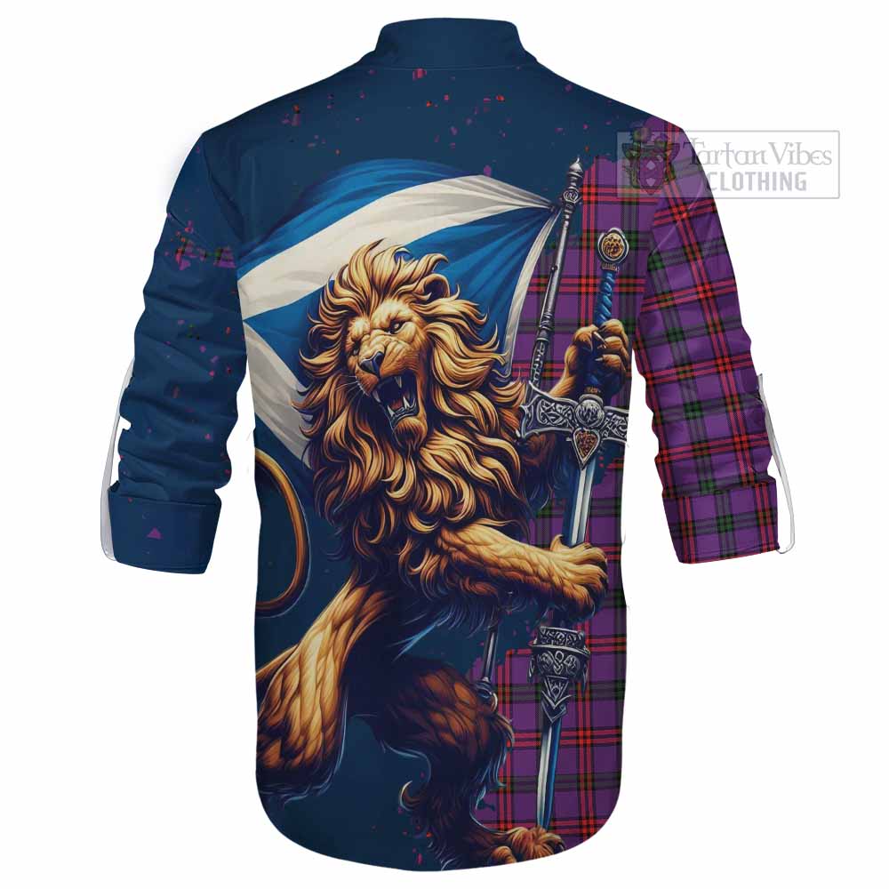 Tartan Vibes Clothing Montgomery Tartan Family Crest Ghillie Kilt Shirt with Scottish Majestic Lion