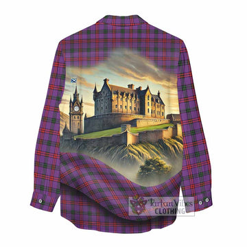 Tartan Vibes Clothing Montgomery Tartan Family Crest Women's Casual Shirt with Scottish Ancient Castle Style