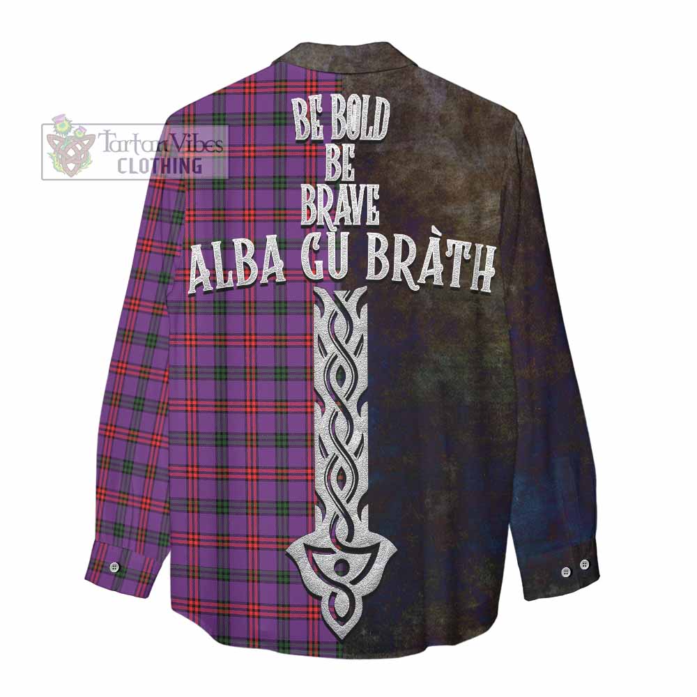 Tartan Vibes Clothing Montgomery Tartan Family Crest Women's Casual Shirt Alba Gu Brath Be Brave Lion Ancient Style