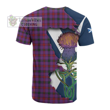 Montgomery Tartan Family Crest Cotton T-shirt Scottish Thistle Celtic Inspired