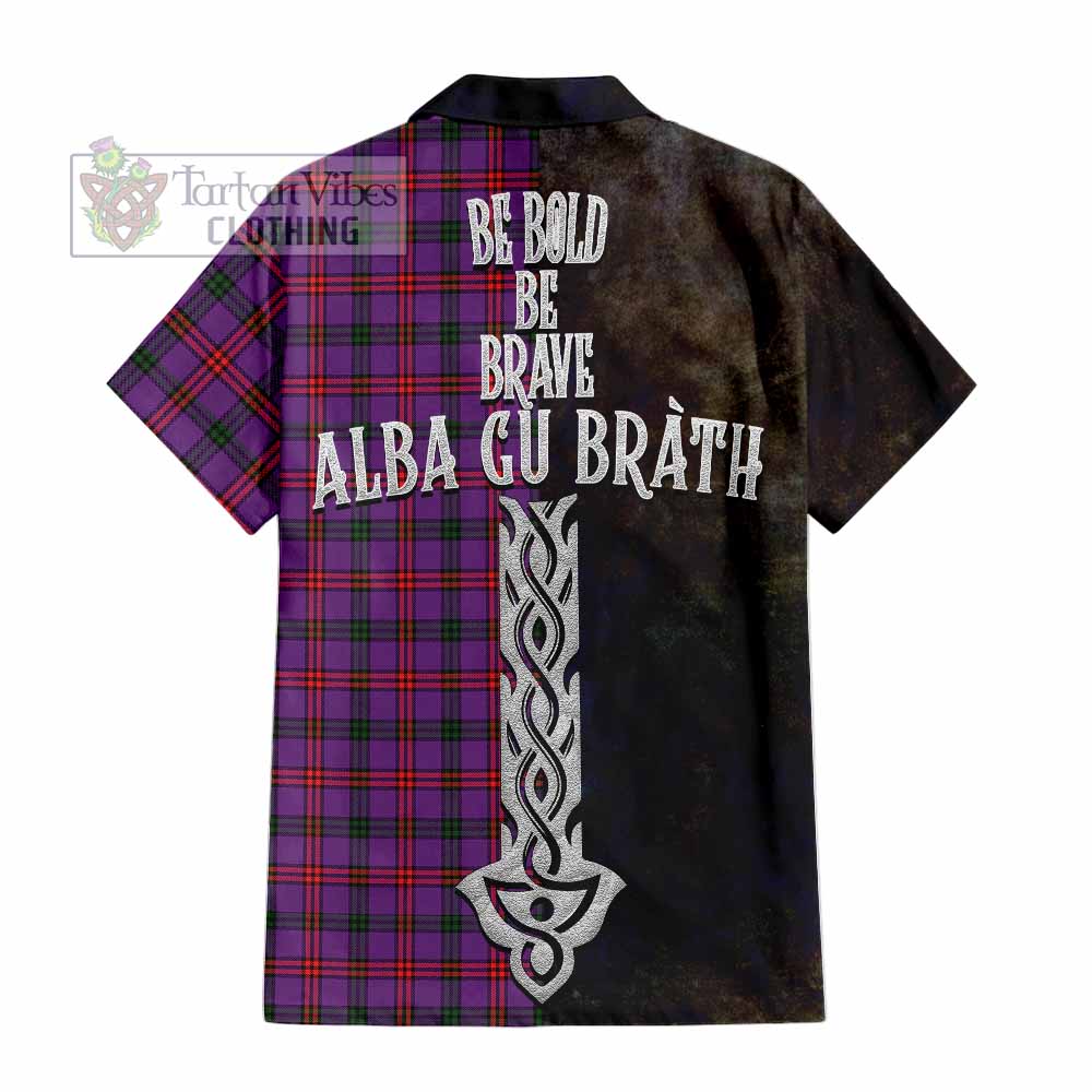 Tartan Vibes Clothing Montgomery Tartan Family Crest Short Sleeve Button Shirt Alba Gu Brath Be Brave Lion Ancient Style