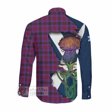 Tartan Vibes Clothing Montgomery Tartan Family Crest Long Sleeve Button Shirt Scottish Thistle Celtic Inspired