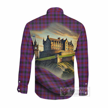 Tartan Vibes Clothing Montgomery Tartan Family Crest Long Sleeve Button Shirt with Scottish Ancient Castle Style