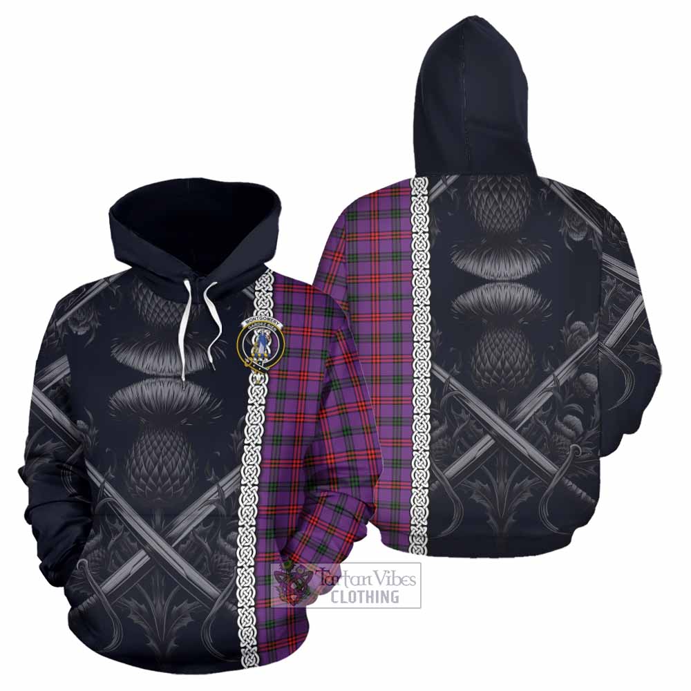 Tartan Vibes Clothing Montgomery Tartan Hoodie with Family Crest Cross Sword Thistle Celtic Vibes