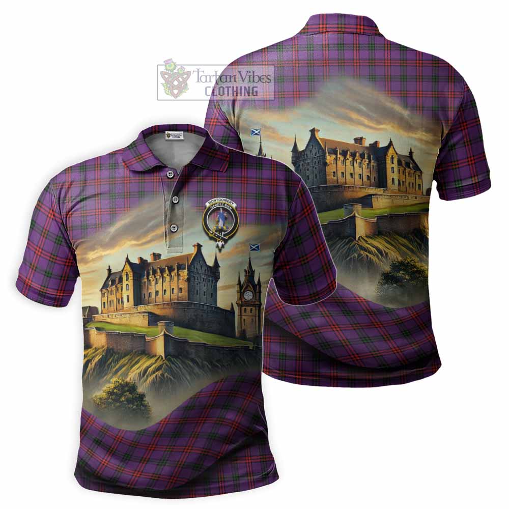 Tartan Vibes Clothing Montgomery Tartan Family Crest Polo Shirt with Scottish Ancient Castle Stype