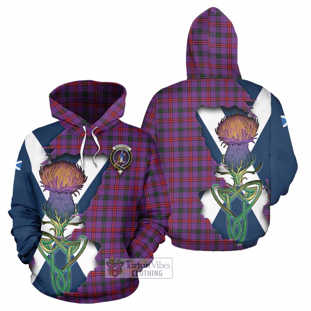 Tartan Vibes Clothing Montgomery Tartan Family Crest Hoodie Scottish Thistle Celtic Inspired