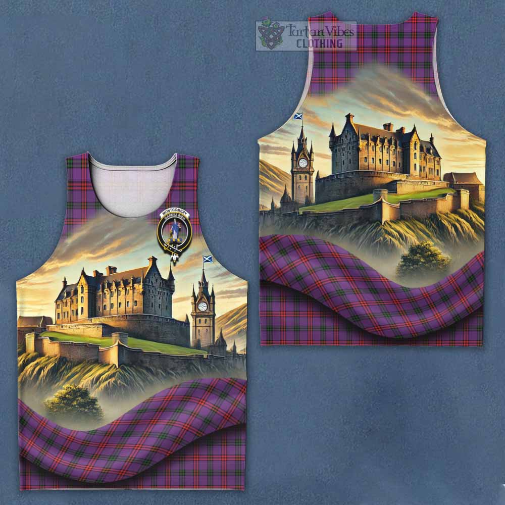 Tartan Vibes Clothing Montgomery Tartan Family Crest Men's Tank Top with Scottish Ancient Castle Style