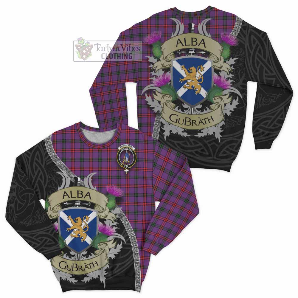 Tartan Vibes Clothing Montgomery Tartan Family Crest Sweatshirt Lion Rampant Royal Thistle Shield Celtic Inspired