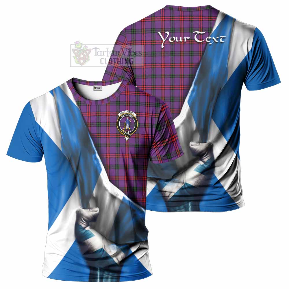 Tartan Vibes Clothing Montgomery Tartan T-Shirt with Family Crest Scotland Patriotic Style