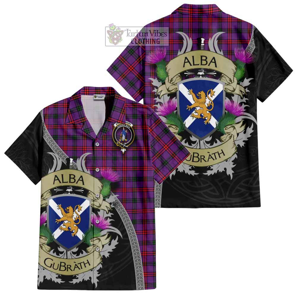 Tartan Vibes Clothing Montgomery Tartan Family Crest Short Sleeve Button Shirt Lion Rampant Royal Thistle Shield Celtic Inspired